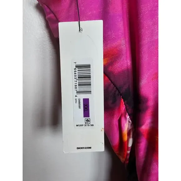 DKNY Women's Ruffle Neck One-Piece Pink Multi XXL New with Tags‎ - Picture 4 of 5